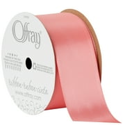 Offray Ribbon, Coral Pink 1 1/2 inch Single Face Satin Polyester Ribbon, 12 feet