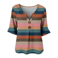 thumbnail image 3 of Stralyhd 3/4 Length Sleeve Womens Tops Summer Casual V Neck Henley Blouses Beach Vacation Tops Work Shirts Multicolor XL, 3 of 6