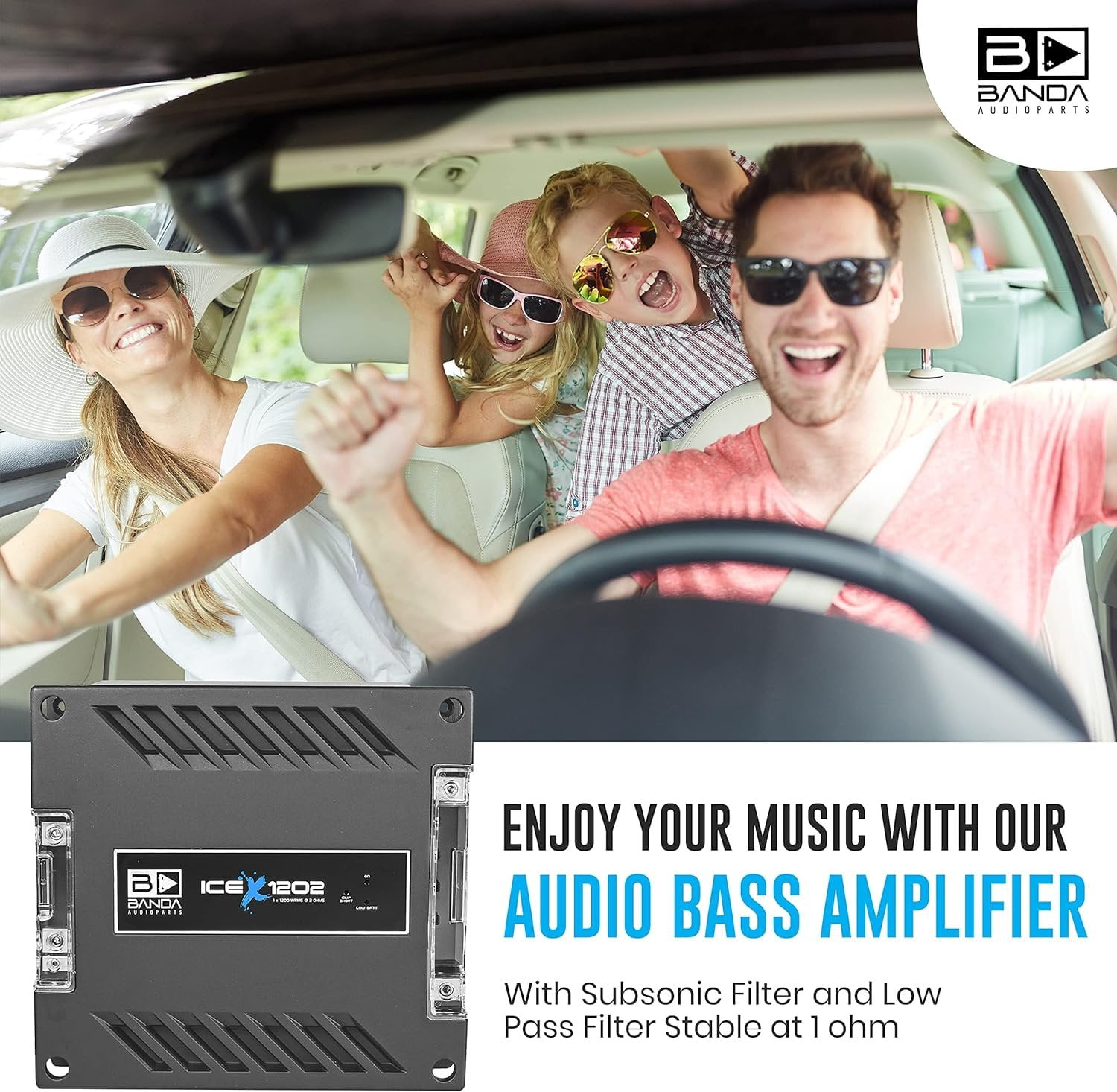 Banda ICEX2000.2 Ice X 2001 One Channel 2000 Watts Max @ 2 Ohm Car Audio Mono Amplifier W/bass Boost Subsonic Filter And Low Pass Filter