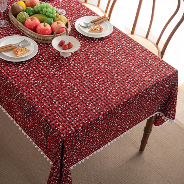 Christmas Tassels, tablecloths, Coffee tablecloths, Rectangular Cotton Linen, Plaid Fabrics