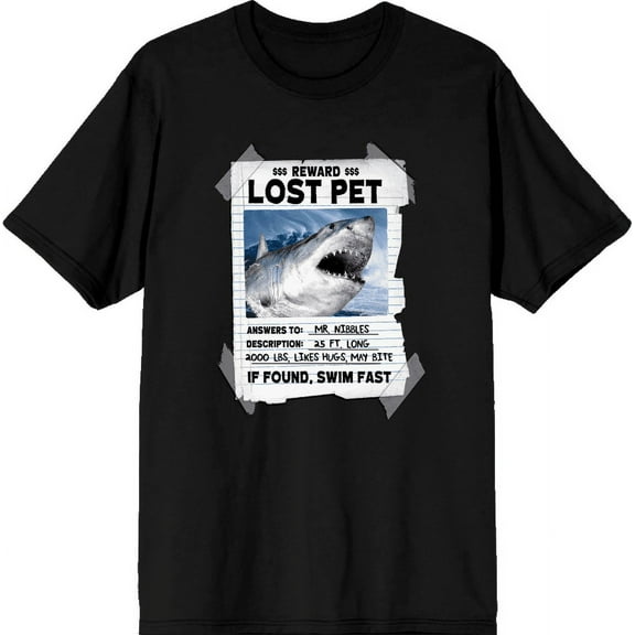 Reward Lost Pet Poster Adult Black Crew Neck Short Sleeve Tee-Medium