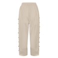 thumbnail image 5 of Uqiangy Lightweight Summer Pants Women Capris Pants For Women Linen Pants Women Linen Beach Pants Boho Pants For Women 2025 Elastic Waist Capri Pants For Women Cotton Pants For Women Beige L, 5 of 9