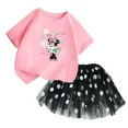 thumbnail image 3 of Conjunto de 2 piezas de camiseta de algodón para niños de Mickey de Disney, falda tutú de princesa de ballet esponjosa, falda de encaje para fiesta de cumpleaños de niña, 3 of 5