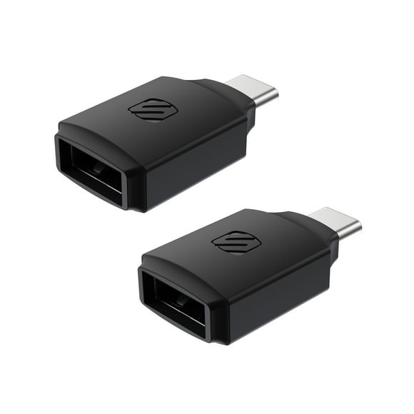Scosche CAA2PK-SP Strikeline USB-A to USB-C Adapters 2-Pack Black