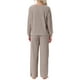 thumbnail image 3 of INSPIRAR CHIC Conjuntos de Pijamas de Punto Acanalado para Mujeres de 2 Piezas, Parte Superior de Manga Larga y Pantalones, Ropa de Dormir, Pjs, Conjuntos de Ropa de Casa L Camel, 3 of 5