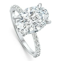 Pompeii Certified 4.55Ct Oval Diamond Side Halo Engagement Ring 14k White Gold Lab Grown