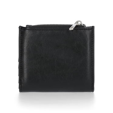 No Boundaries Women's Faux Leather Moto Snap Wallet, Black