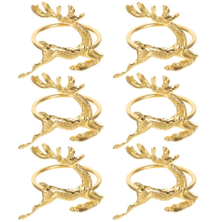 

Gymnture 6pcs Christmas Deer Napkin Ring Cute Deer Napkin Ring Holders Metal Napkin Rings for Party