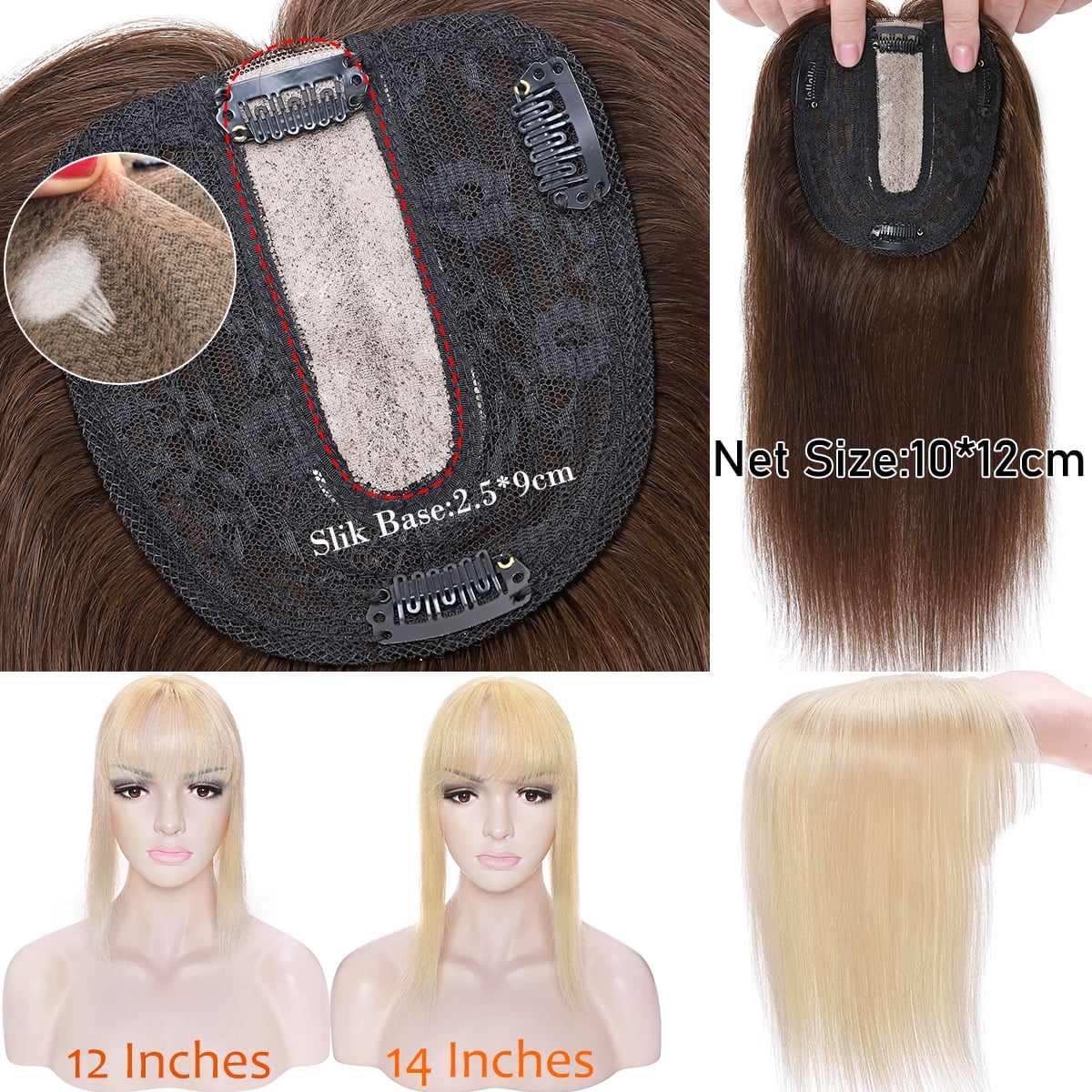 SEGO Clip in Hair Extensions Human Hair Toppers with Bangs 100% Real Human Hair Topper for Thinning/Loss Hair Natural Black Hair Pieces