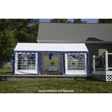 Enclosure Kit with Windows for Party Tent 10' x 20'/3m x 6m, Blue/White, (Frame and Cover Not Included)