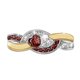 thumbnail image 2 of No.8 Anillo de corazón creativo de dos tonos con galvanoplastia - Anillo de diamantes en forma de corazón de dos tonos, 2 of 4