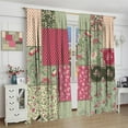 thumbnail image 2 of Boho Patchwork Curtains Vintage Floral Colorful Wave Point Checkered Pattern Blackout Print Rod Pocket Window Drapes for Bedroom Living Room 53"W x 63"L (Pack of 2), 2 of 6