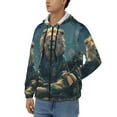 thumbnail image 3 of Zufioo Starry Sky Meditating Lion Print Men's Hooded Cardigan, Zip-up Long-Sleeved Sweatshirt Jacket Sportswear-Small, 3 of 5