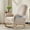 Beige, variant on CQSXDA Modern Accent Rocking Chair with Solid Wood Legs and Side Pocket Upholstered Nursery Glider for Any Room, White