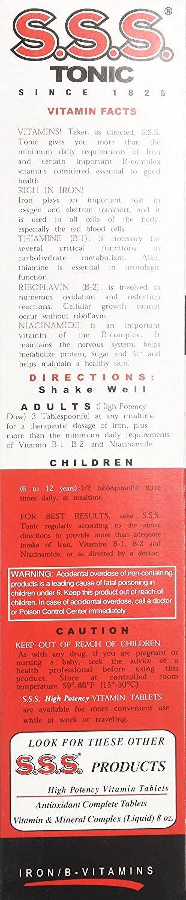 S.S.S. Tonic Liquid a High Potency Iron/ B-Vitamin Supplement, 20 Fl. Oz. (Pack of 3)