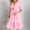 Pink, variant on Summer Empire Waist Dress for Womens Smocked Flutter Short Sleeve V Neck Midi Dresses