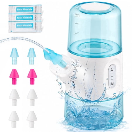 Electric Nasal Irrigation System 300ml Sinus Rinse Machine, Automatic Waste Collection, Adjustable Flow, IPX7 Rechargeable Nasal Washer for Sinus, Allergy Relief, Congestion, Dry Nose
