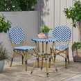 thumbnail image 4 of Outdoor Aluminum 3 Piece French Bistro Set, Navy Blue, White, with Bamboo Finish, 4 of 9