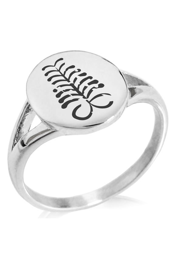 Stainless Steel Ancient Tribal Endurance Rune Minimalist Oval Top Polished Statement Signet Ring