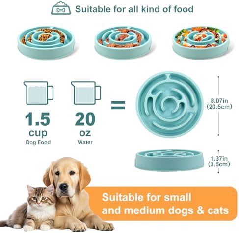 Slow Feeder Dog Bowls Puzzle Dog Bowl with Anti-Slip Slow Feeder & Non-Slip Design, Boredom and Anxiety Reducer Suitable for All Breed Dogs and Cat