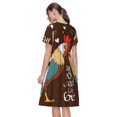 thumbnail image 2 of Bixox Robe d'Été à Manches Courtes pour Femmes Robe Ample Longueur Genou avec Poches-Coq et Poulet, 2 of 7