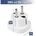 thumbnail image 3 of Bates- European Travel Plug Adapter, 2 pcs, Type E/F, White European Plug Adapter, US to Europe Plug Adapter, Adapter for Europe Plug, US to EU Plug Adapter, Travel Adapter Europe, Plug Adapter Europe, 3 of 6