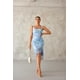 thumbnail image 2 of Vestido MEROKEETY para mujer, estilo bodycon floral, color azul, talla L, 2 of 8