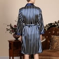 thumbnail image 3 of SWSMCLT Men's Satin Robe Pajamas Shorts 2 Piece Long Sleeve Luxury Valentine's Day Halloween Lightweight Comfy Cool Thin V Neck Pjs Striped XX-Large, 3 of 4