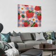 thumbnail image 2 of Chilfamy Strawberries Daisies Checkered Pattern Wall Decor for Bedroom Kitchen Fashion Pictures Art Ready to Hang Room Home 16x16in, 2 of 6