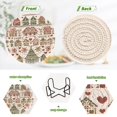 thumbnail image 4 of Yayeee 6 PCS Drink Coasters with Holder Set Woven Absorbent Round Tabletop Hot Pad, Green Nordic Christmas House, 4 of 7
