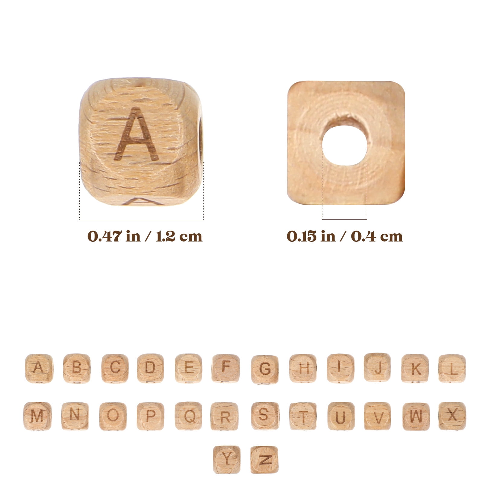 HOOWIFFY 260-Piece Natural Beech Wood Alphabet Beads Set for Jewelry Making, Crafting, Accessories and Projects