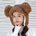 thumbnail image 2 of Aoochasliy Hats and Gloves Clothes Women Cute Cartoon Thick Hat Protectors Warm Plush Hat Bandage Cap, 2 of 5