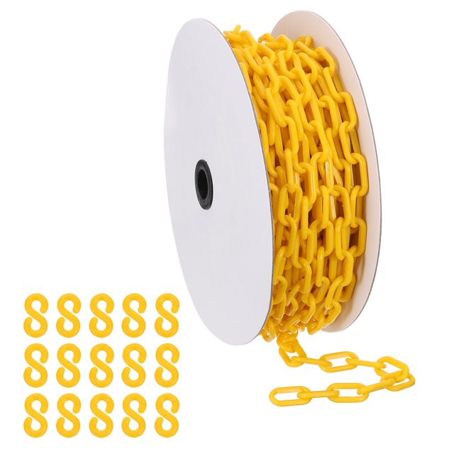 Uxcell Yellow Plastic Chain, 72 ft 6mm Safety Barrier Chain for Crowd Control