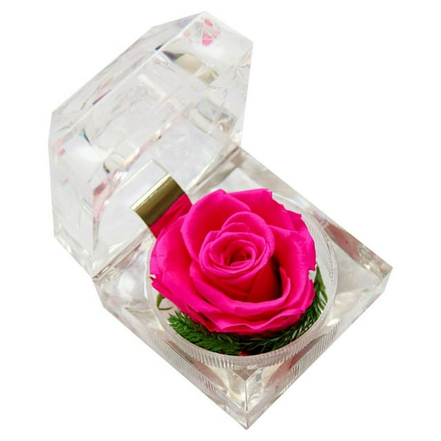 YOPTOP Bague Boîte Fiançailles Roses Éternelles Cadeaux de la Saint-Valentin Boîte de Bague Fleur Préservée pour Cadeaux de la Saint-Valentin, g, Taille Unique