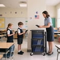 thumbnail image 3 of Metateel 30 Charging Station for Chromebook and iPad - Black Computer Charging Cart with Cable Management & Charger Organization for School Classroom & Office, Assembly Require, 3 of 10