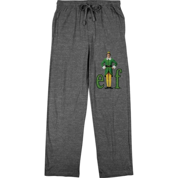 Elf William Buddy Hobbs Logo Men's Graphite Heather Sleep Pajama Pants-XL