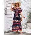 thumbnail image 5 of IDOPIP Mexican Print Dress for Women Off Shoulder Floral Long Maxi Dress 3XL Black & Floral, 5 of 9