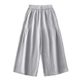 thumbnail image 6 of BUIGTTKLOP Capri Pants for Women High Waisted Cropped Lounge Pants Wide Leg Pleated Summer Capris with Pockets, 6 of 6