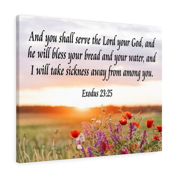 Scripture Walls  And You Shall Serve the Lord Exodus 23:25 Scripture Bible Verse Canvas Christian Wall Art Ready to Hang Unframed