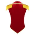 thumbnail image 5 of TiaoBug Women's Ringmaster Tailcoat Circus Role Play Costume Velvet  Sleeveless Tassel Steampunk Jacket Top Red 3XL, 5 of 7