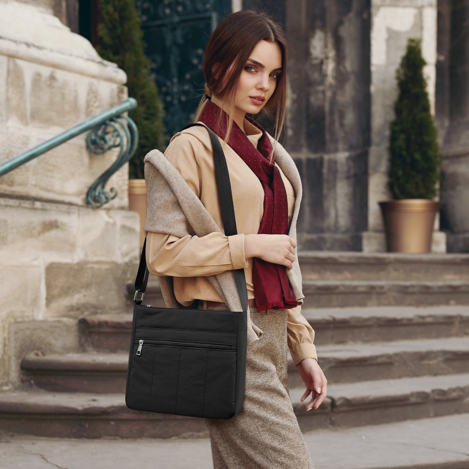 G4Free Nylon Crossbody Bags for Women, Lightweight Casual Quilted Shoulder Handbags for Travel Work
