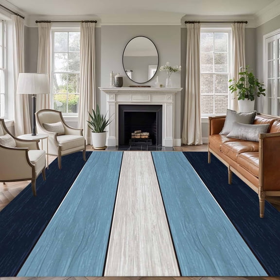 Area Rug for Living Room, Green Wood Grain Non-Slip Indoor Ex Large Carpet for Bedroom/Dining Room, Rustic Retro Wooden Plank Farmhouse Washable Low-Profile Rectangle Floor Runner Rugs - 8 x 10 Ft