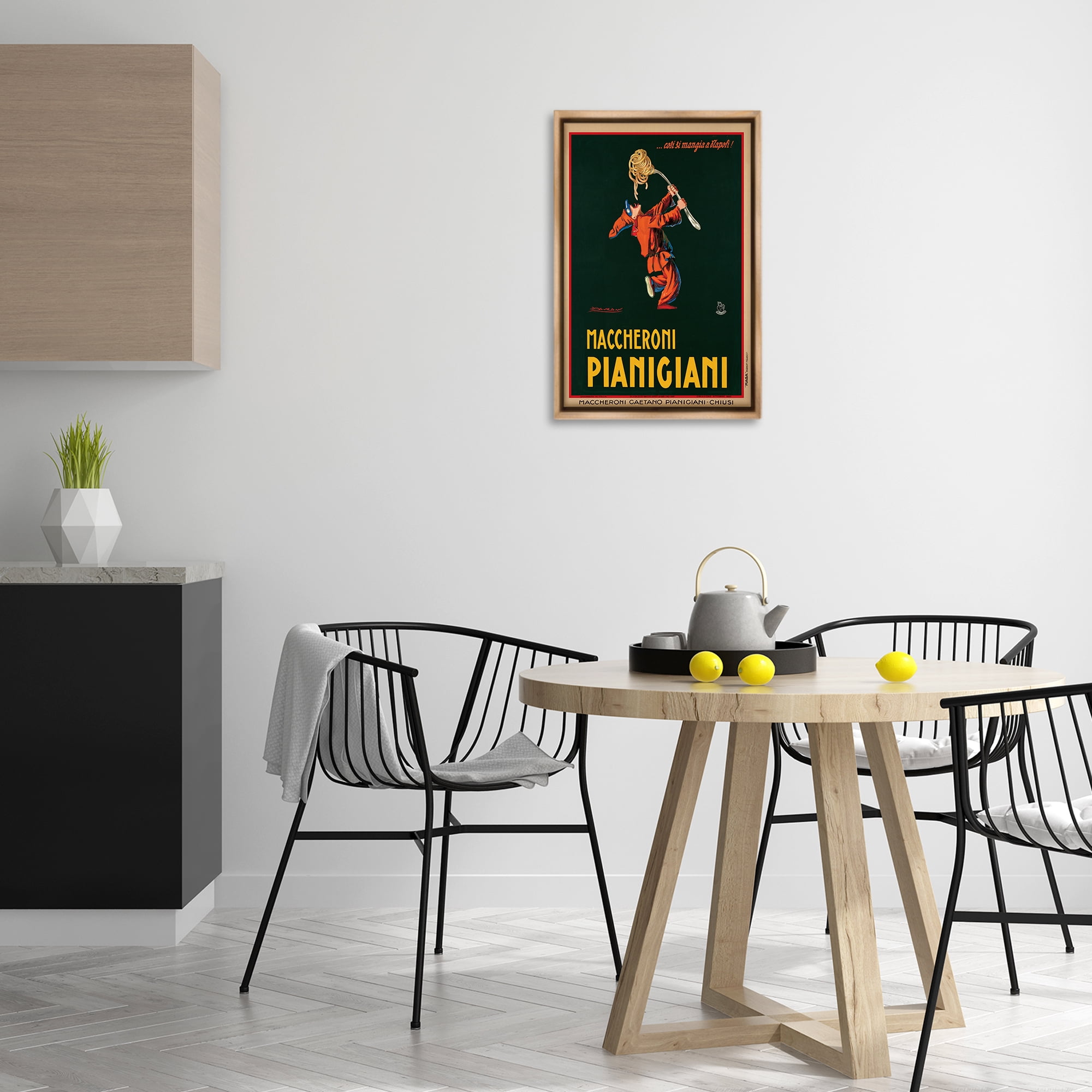 Stupell Industries Maccheroni Vintage Ad Food & Beverage Painting Brown Floater Framed Canvas Art Print Wall Art, 17 x 25
