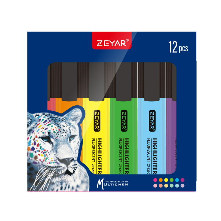 ZEYAR Highlighter Pastel Colors Chisel Tip Marker Pen, Assorted Colors,  Water Based, Quick Dry 18 Colors