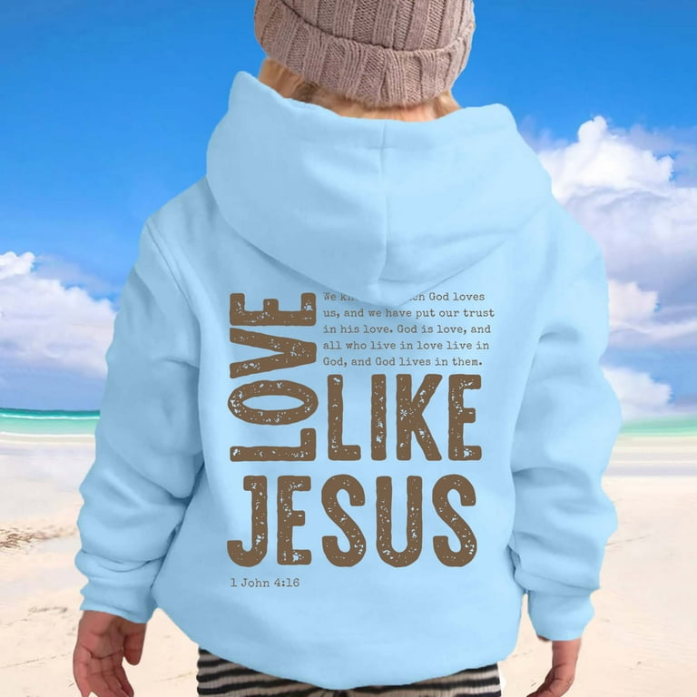 shoper Jesus Hoodie Kids 10-12 Jesus Loves You Christian Hoodies