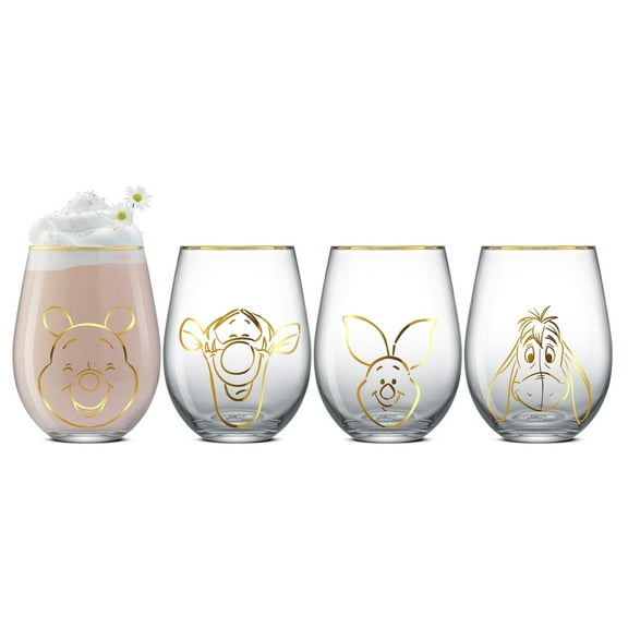 Pooh Spirits Hero Faces Gold Outline, set of 4 (19oz)
