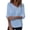 Sky Blue, variant on Summer Tops for Women Solid Color Asymmetrical V‑Neck 3/4 Sleeve Roll‑Tab Top Gold Button Decor Cotton-Linen Soft Daily Wear Blouses