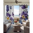 thumbnail image 2 of Spring Floral Blackout Curtains for Bedroom/Living Room, Thermal Insulated Kitchen Curtains, Purple Tulips Hydrangeas Butterflies Flowers Grommet Darkening Window Treatment Drapes 42"x63"x2, 2 of 8