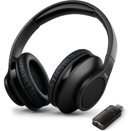 PHILIPS Wireless Headphones for TV Over Ear, Bluetooth, Low Latency, USB Transmitter, TAH6206BK