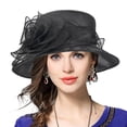 thumbnail image 1 of VECRY Lady Derby Vestido Iglesia Cloche Sombrero Lazo Cubo Boda Bowler Sombreros, 1 of 3